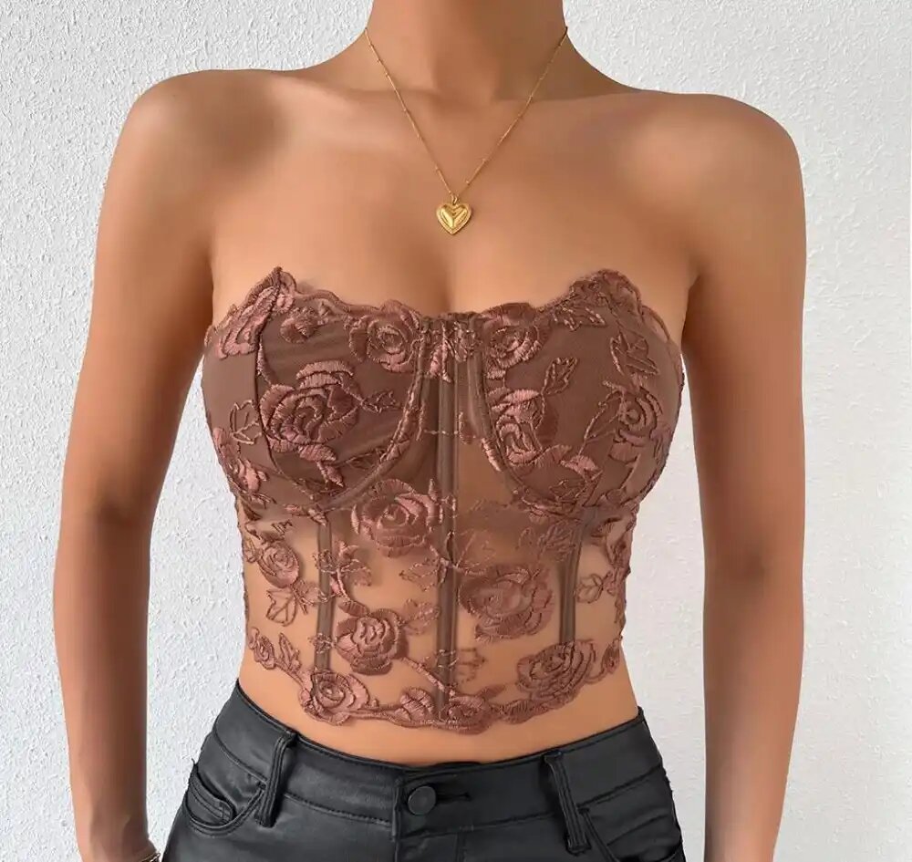 Strapless lace corset