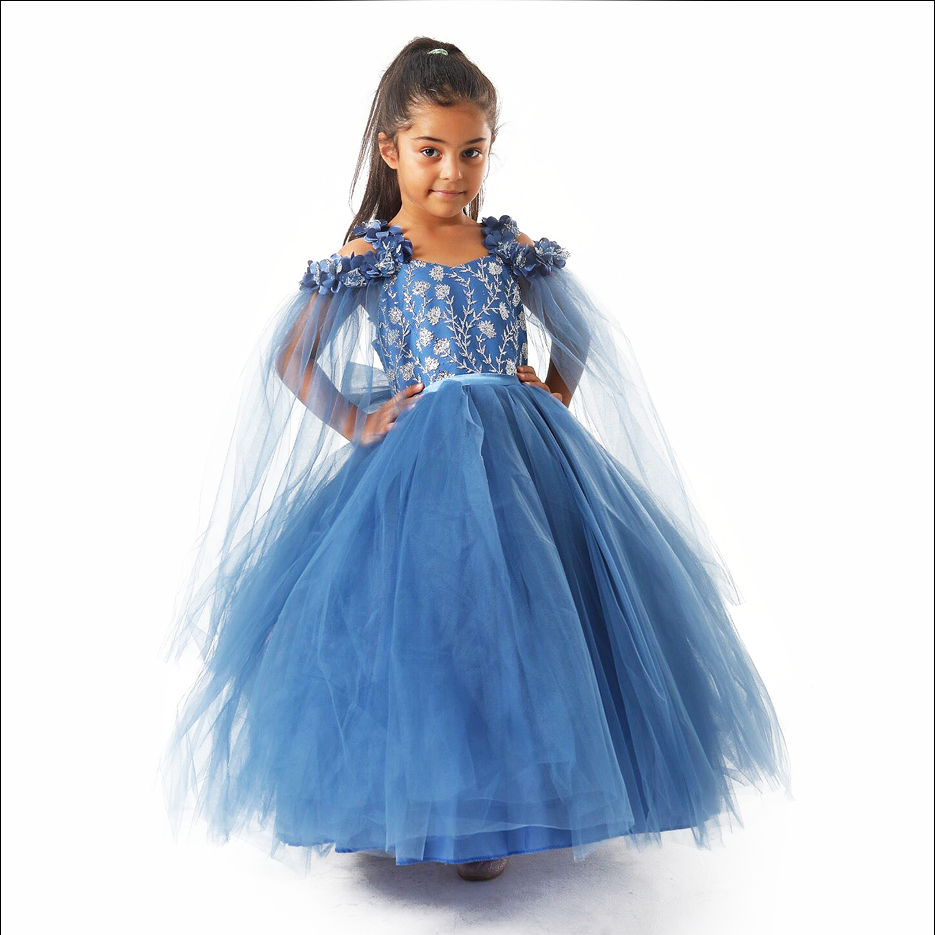 Kids Girl's Blue Balloon Dress
