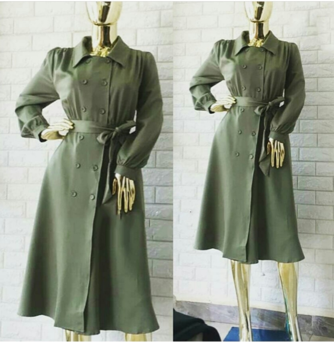 Army green coat dress