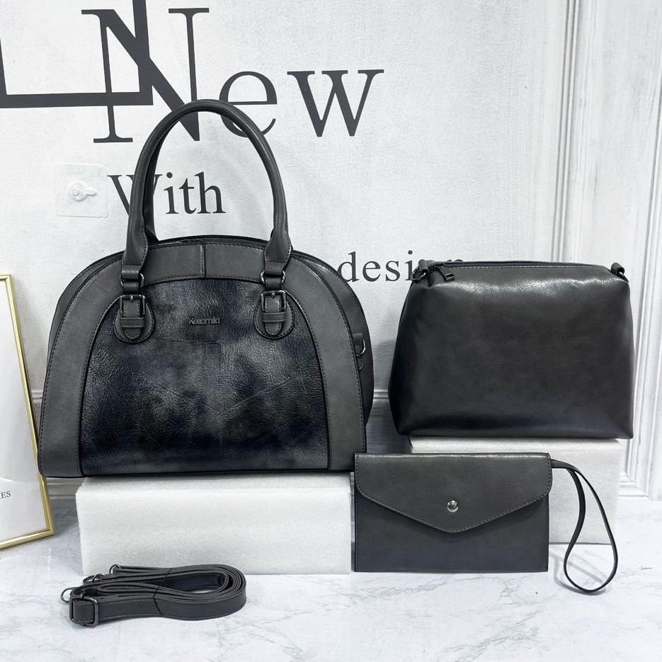 Gray & Black 3 in  1 Handbags