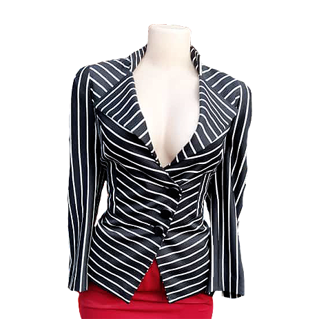 White Stripped Black Blazer for Women