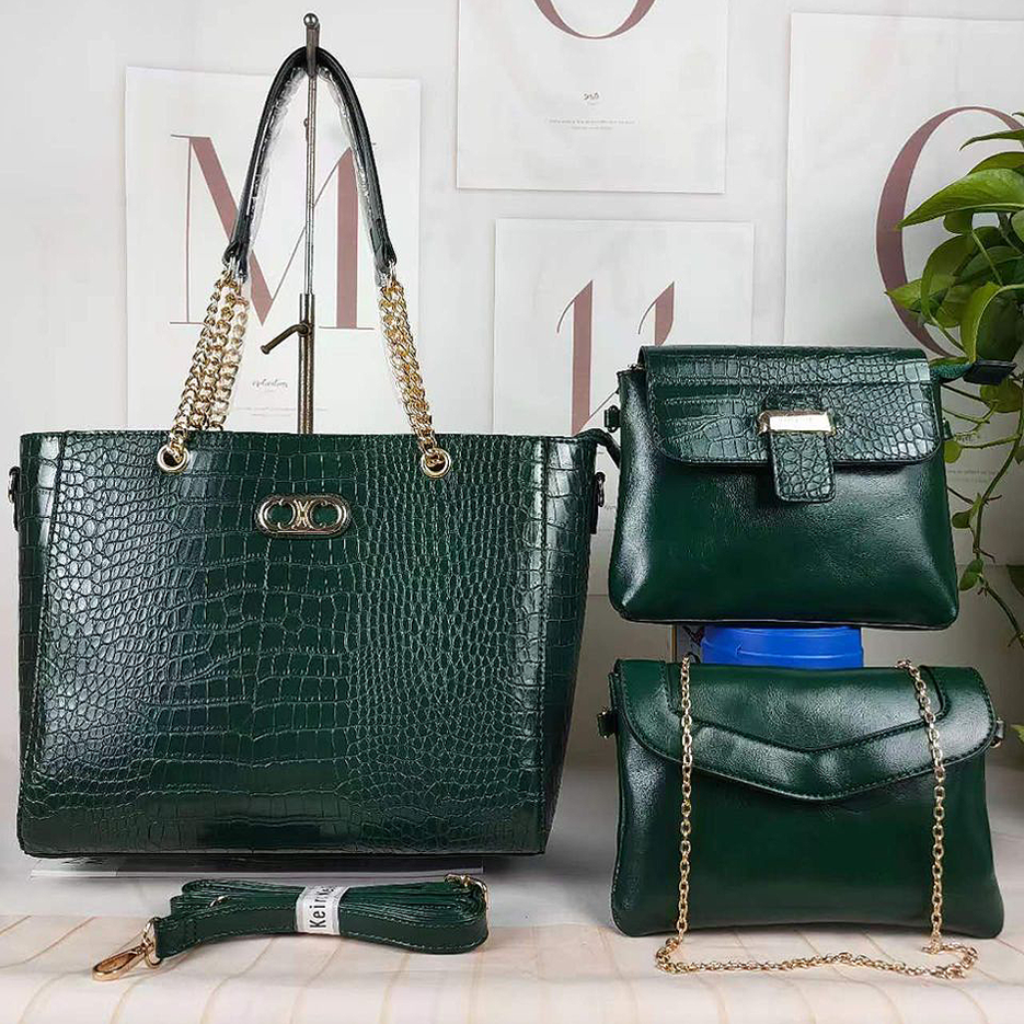 Dark Green 3 in 1 Handbag