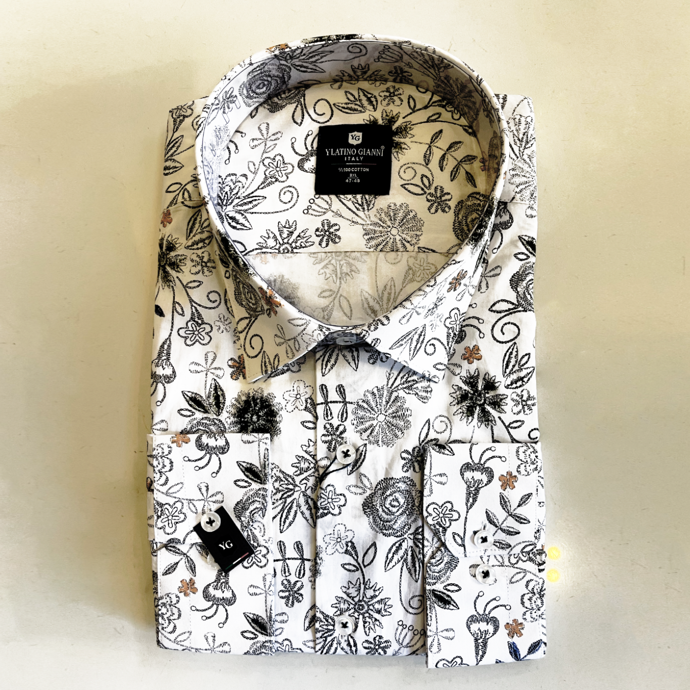 YG Ylatino GIanni Black  Floral Shirt
