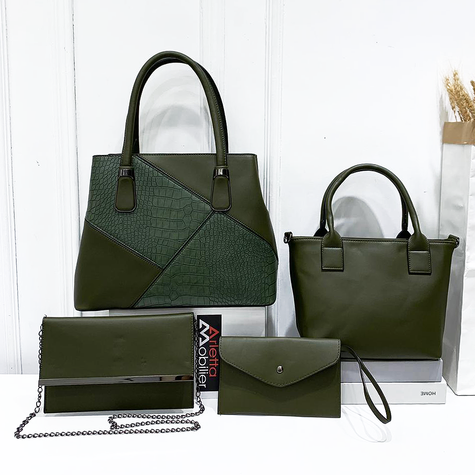Dark Green 4 in 1 Handbag