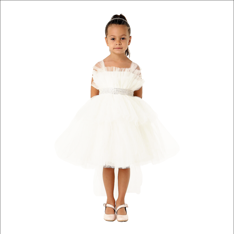 Girl's  White Balloon Gown
