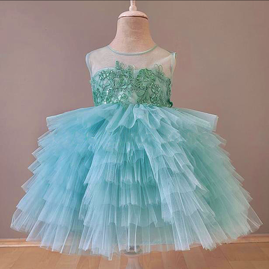Light Green Girl's Balloon Dress
