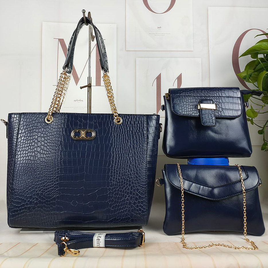 Navy Blue 3 in 1 Handbag
