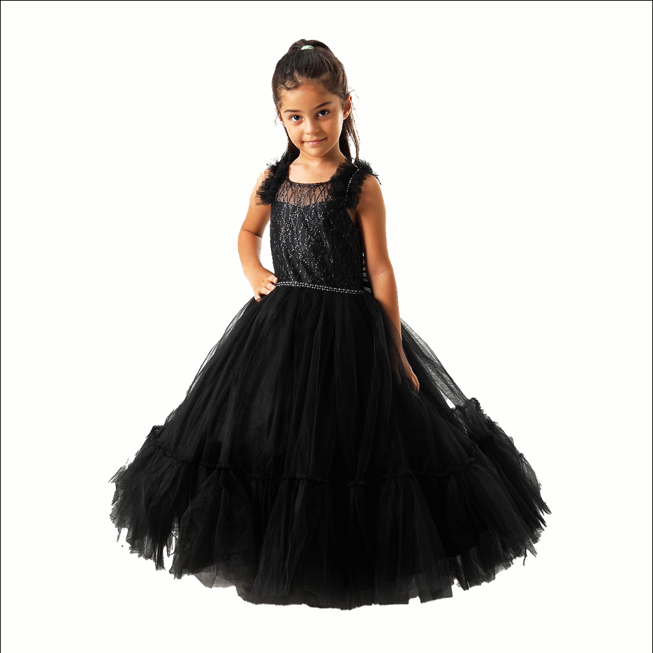 Girls Full Length black sleeveless dress