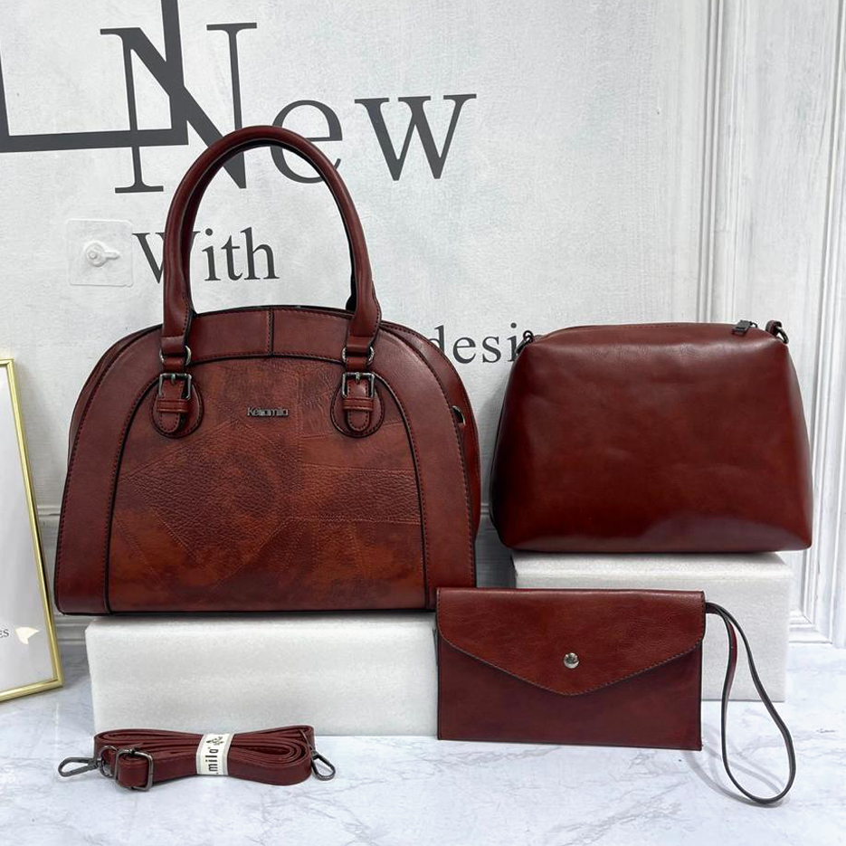 Brown 3 in 1 Handbags
