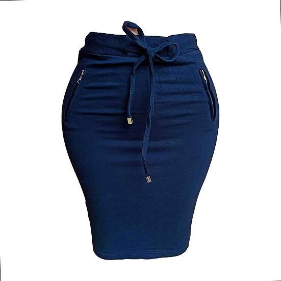 Navy Blue Strapped Skirt