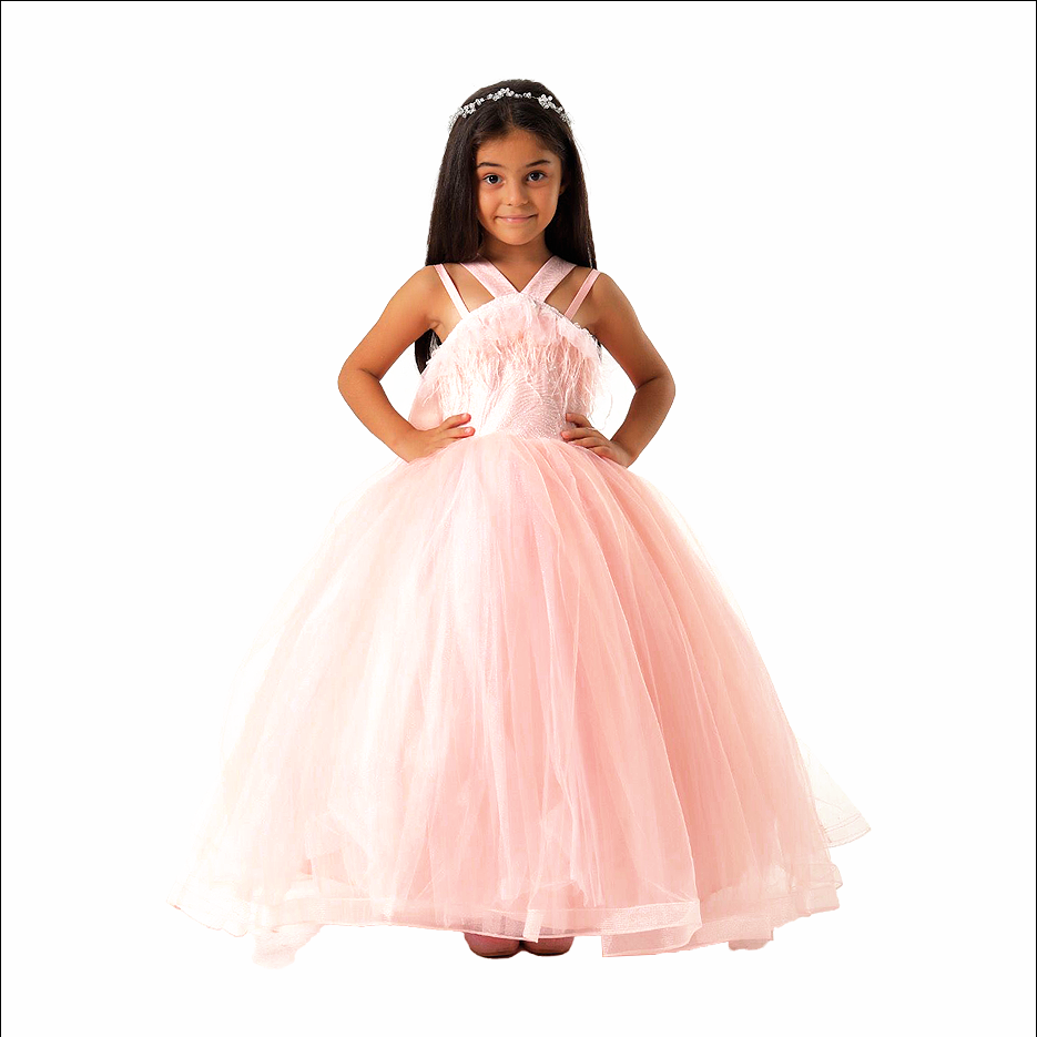 Girls Full Length pink sleeveless dress