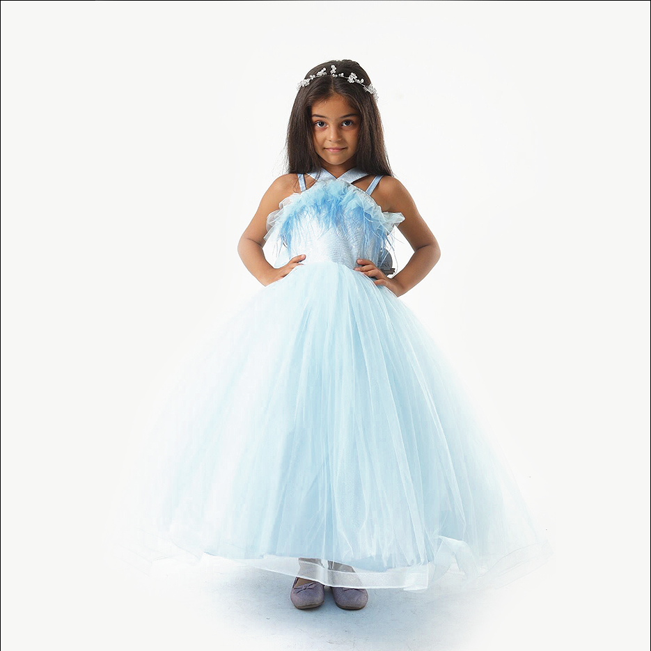 Girls Maxi/Full Length sky blue dress