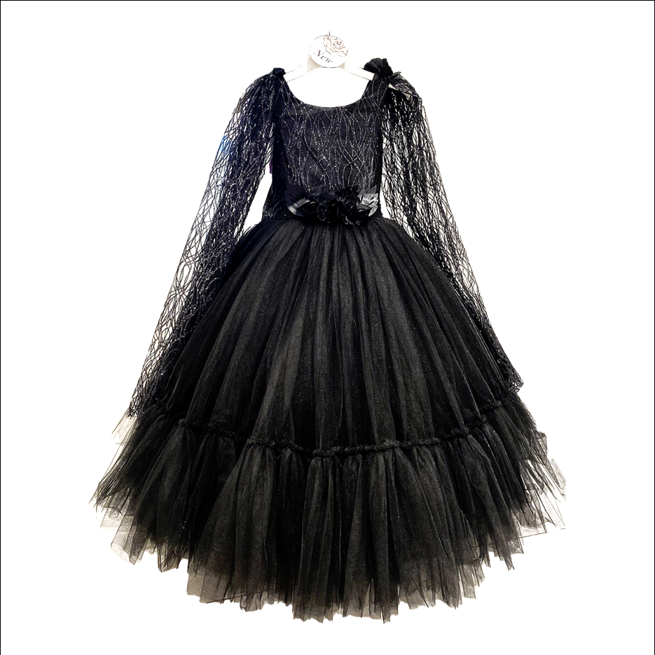 Black Long-sleeve  Ballgown Dress
