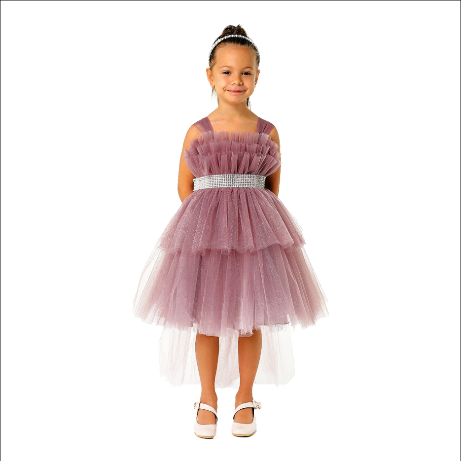 Girl's High-Low Purple Balloon Gown
