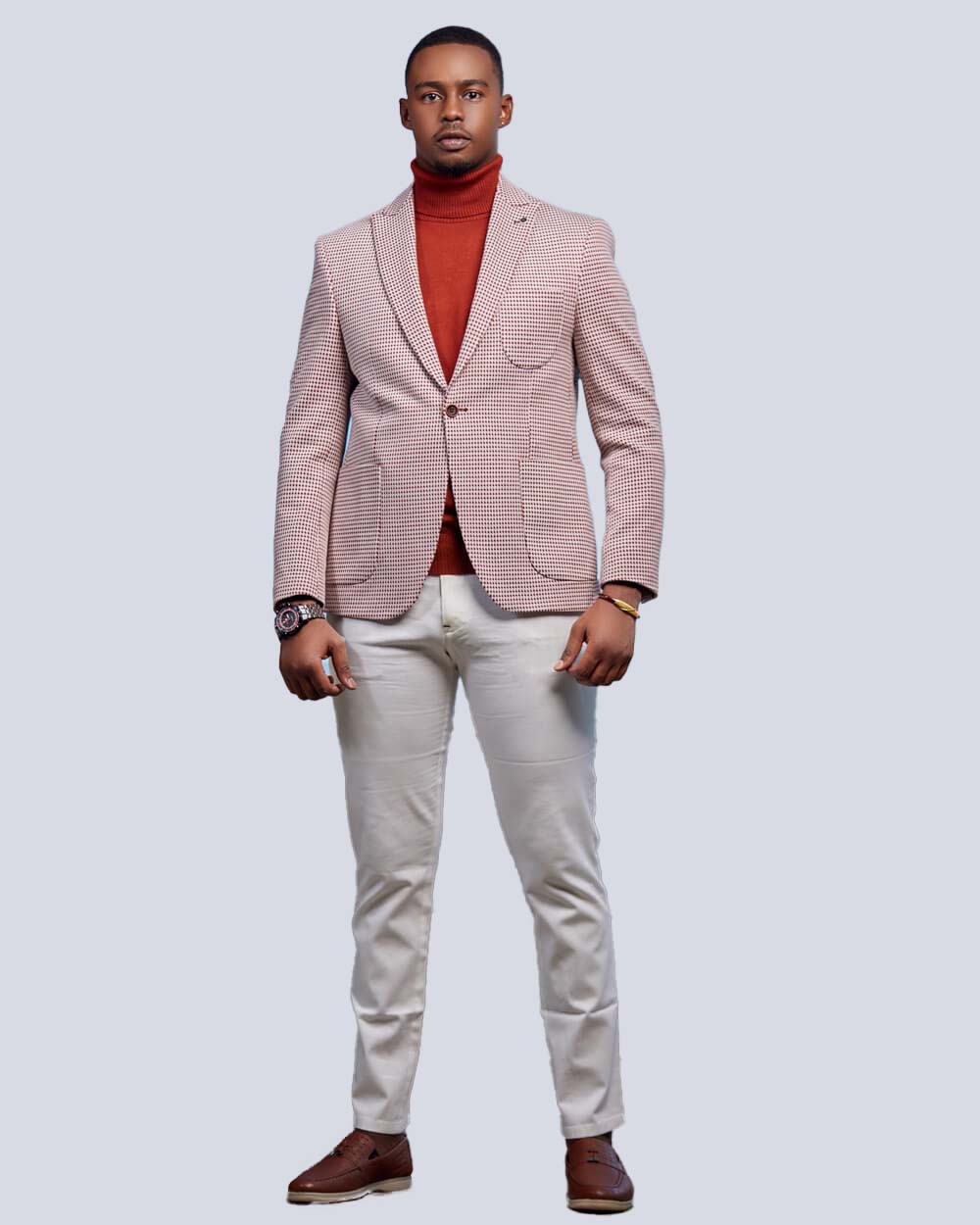 RED AND WHITE PATCHED BLAZZER