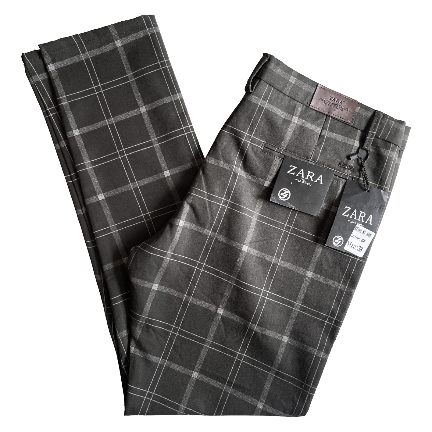 Zara Gray Checked Trousers