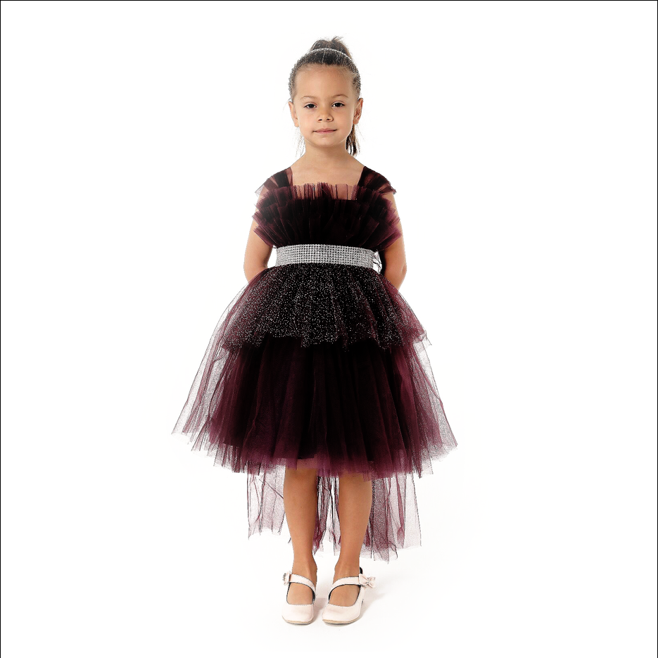 Girl's High-Low Black Balloon Gown