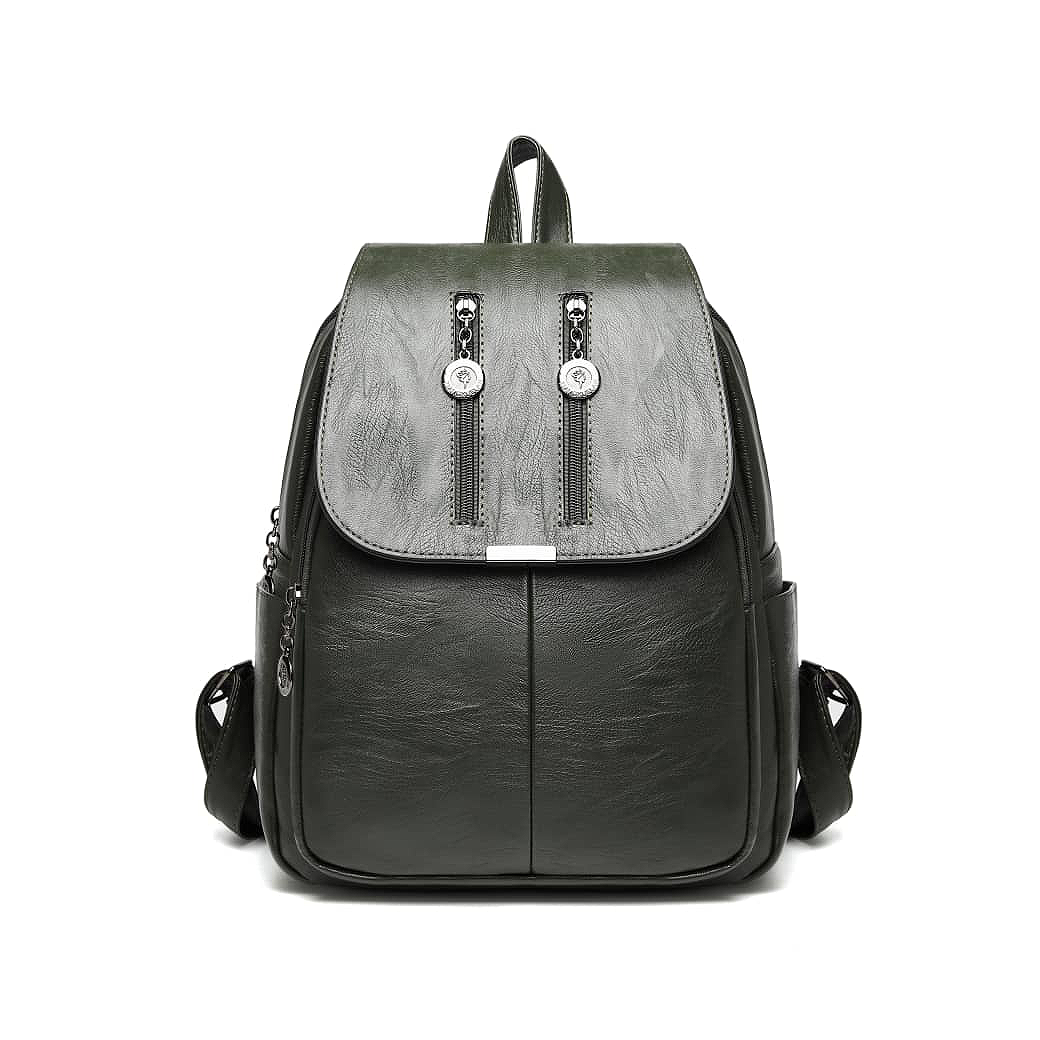 Dark Green Women Backpack
