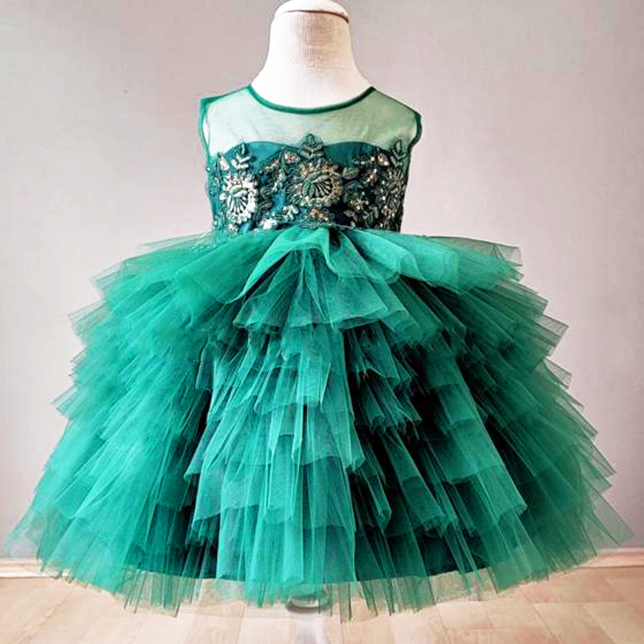 Green Girl's Balloon Dress