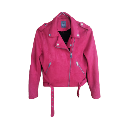 Dark Pink Women Leather Jacket