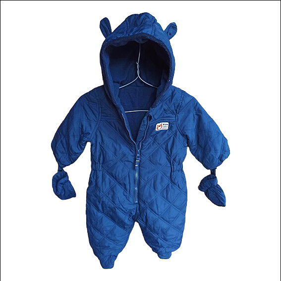 Navy Blue Puffy Baby Romper