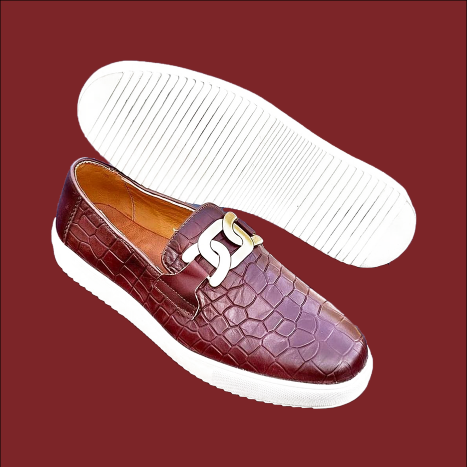 Maroon Moccasins Leather Shoes
